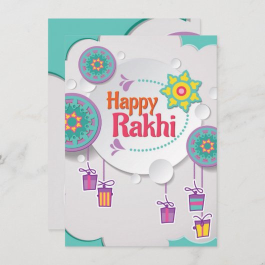 Happy Rakhi-kaart voor broer Feestdagenkaart (Voorkant / Achterkant)