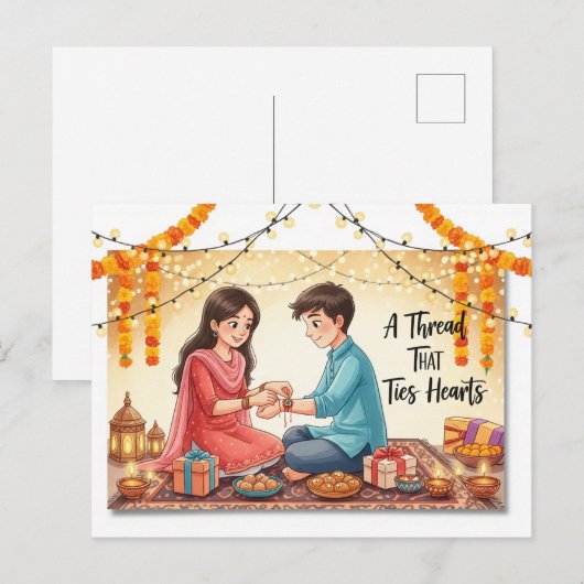 Happy Rakhi, Raksha Bandhan Briefkaart (Voorkant / Achterkant)
