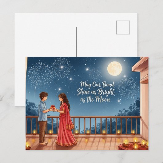 Happy Rakhi, Raksha Bandhan Briefkaart (Voorkant / Achterkant)