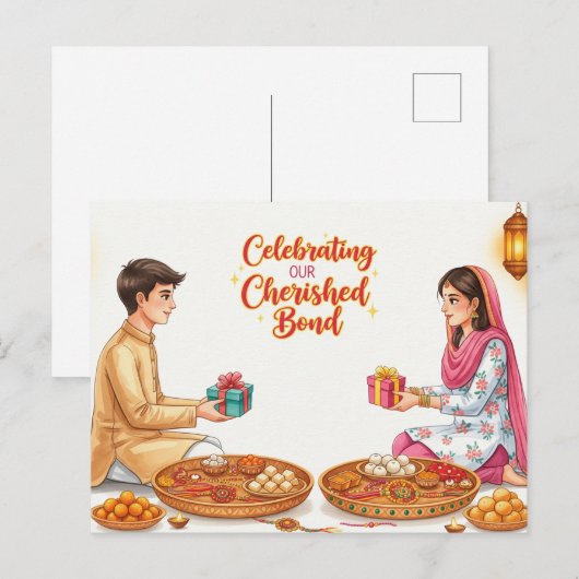 Happy Rakhi, Raksha Bandhan Briefkaart (Voorkant / Achterkant)