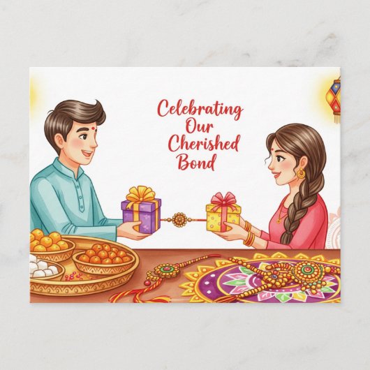 Happy Rakhi, Raksha Bandhan Briefkaart (Voorkant)