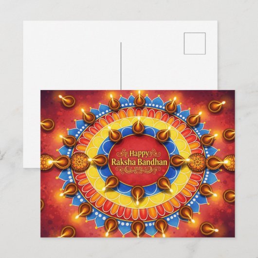 Happy Rakhi, Raksha Bandhan Briefkaart (Voorkant / Achterkant)