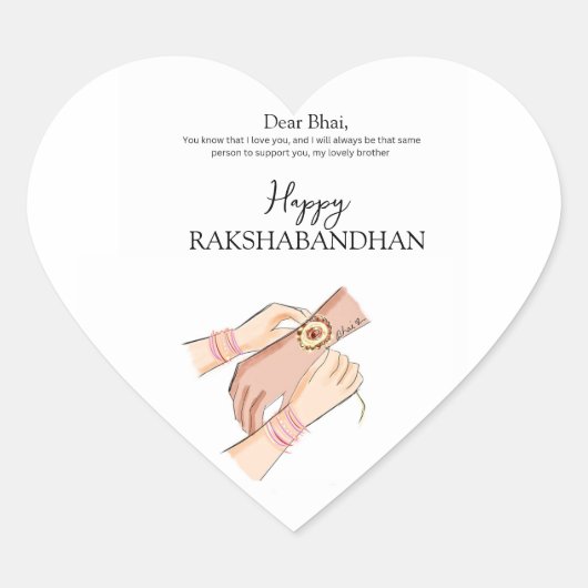 happy rakhi, rakshabandhan, indian festival, hart sticker (Voorkant)