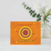 Happy Raksha Bandhan, oranje, gele polsband Briefkaart (Staand voorkant)