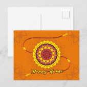 Happy Raksha Bandhan, oranje, gele polsband Briefkaart (Voorkant / Achterkant)