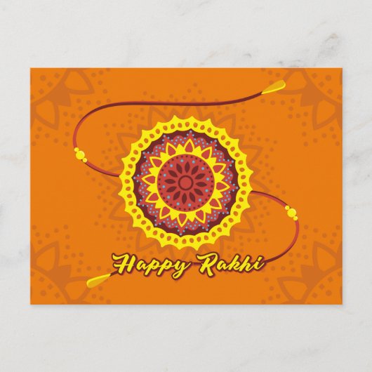 Happy Raksha Bandhan, oranje, gele polsband Briefkaart (Voorkant)