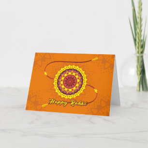 Happy Raksha Bandhan, oranje, gele polsband Kaart