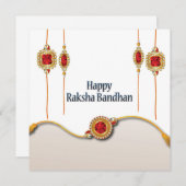 Happy Raksha Bandhan, rode gemstone (Voorkant / Achterkant)
