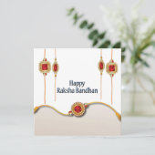 Happy Raksha Bandhan, rode gemstone (Staand voorkant)