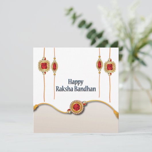 Happy Raksha Bandhan, rode gemstone (Staand voorkant)