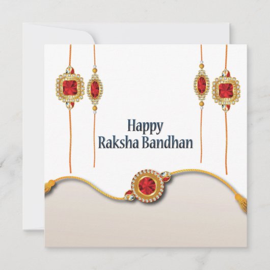 Happy Raksha Bandhan, rode gemstone (Voorkant)