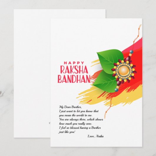 Happy Raksha Bandhan Wenskaart (Voorkant / Achterkant)