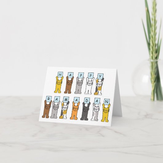 Happy Ramadan Cartoon Cats Kaart (Voorkant)