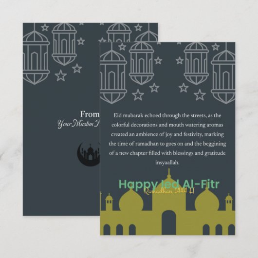 Happy Ramadan Eid Al-Fitr Kaart (Voorkant / Achterkant)