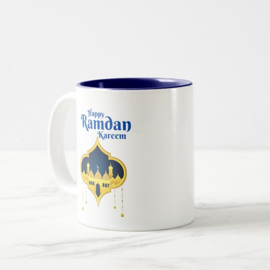 Happy Ramadan Kareem 2022 Coffee-Mok Tweekleurige Koffiemok (Voorkant links)
