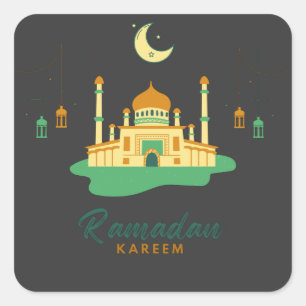 Happy Ramadan Kareem en Eid Mubarak 2022 Vierkante Sticker