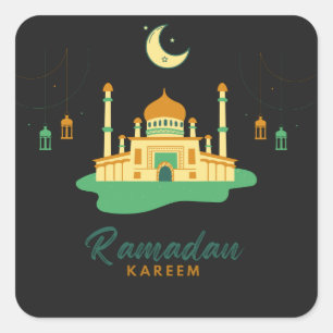 Happy Ramadan Kareem en Eid Mubarak 2022 Vierkante Sticker
