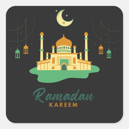 Happy Ramadan Kareem en Eid Mubarak 2022 Vierkante Sticker (Voorkant)