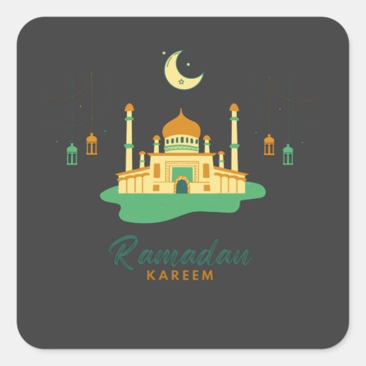 Happy Ramadan Kareem en Eid Mubarak 2022 Vierkante Sticker (Voorkant)