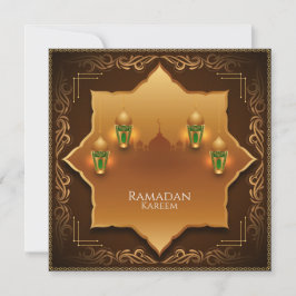 Happy Ramadan Mubarak Gold Islamic Lantern Mosque Feestdagenkaart
