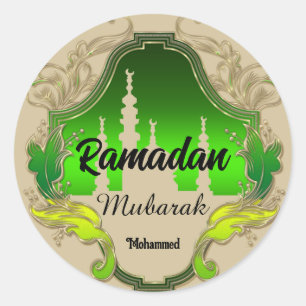Happy Ramadan Mubarak Kareem gepersonaliseerde naa Ronde Sticker