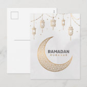 Happy Ramadan Mubarak | Ramadan Kareem Gold Muslim Feestdagenkaart (Voorkant / Achterkant)