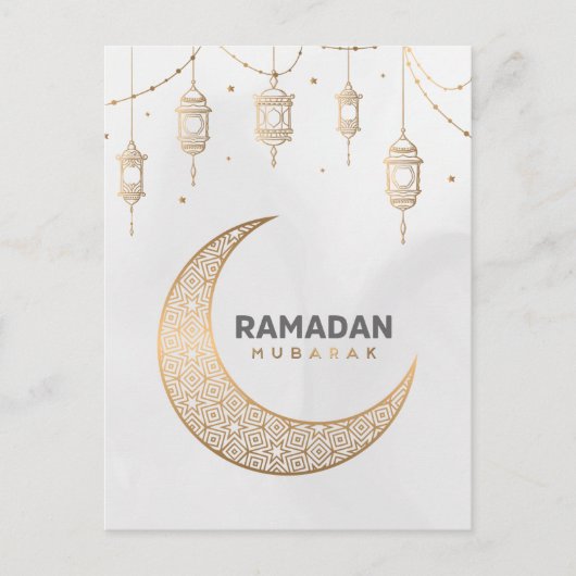 Happy Ramadan Mubarak | Ramadan Kareem Gold Muslim Feestdagenkaart (Voorkant)
