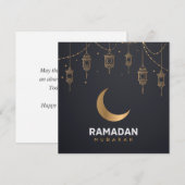 Happy Ramadan Mubarak | Ramadan Kareem Gold Muslim Feestdagenkaart (Voorkant / Achterkant)