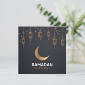 Happy Ramadan Mubarak | Ramadan Kareem Gold Muslim Feestdagenkaart (Staand voorkant)