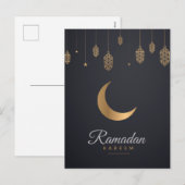 Happy Ramadan Mubarak | Ramadan Kareem Gold Muslim Feestdagenkaart (Voorkant / Achterkant)