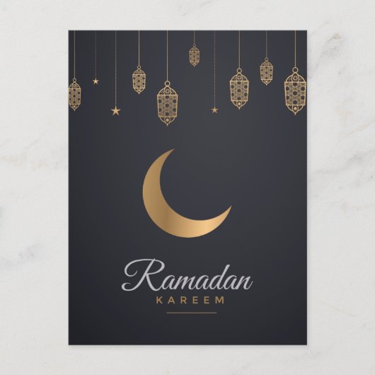 Happy Ramadan Mubarak | Ramadan Kareem Gold Muslim Feestdagenkaart (Voorkant)