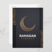 Happy Ramadan Mubarak | Ramadan Kareem Gold Muslim Feestdagenkaart (Voorkant / Achterkant)