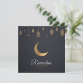 Happy Ramadan Mubarak | Ramadan Kareem Gold Muslim Feestdagenkaart (Staand voorkant)