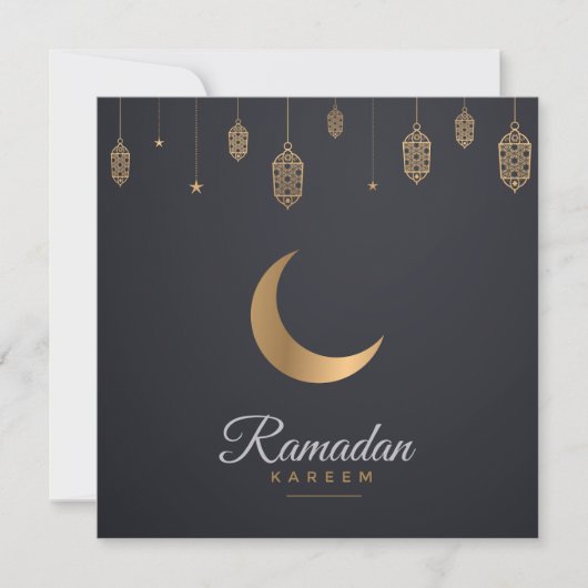 Happy Ramadan Mubarak | Ramadan Kareem Gold Muslim Feestdagenkaart (Voorkant)