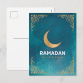 Happy Ramadan Mubarak | Ramadan Kareem Gold Muslim Feestdagenkaart (Voorkant / Achterkant)