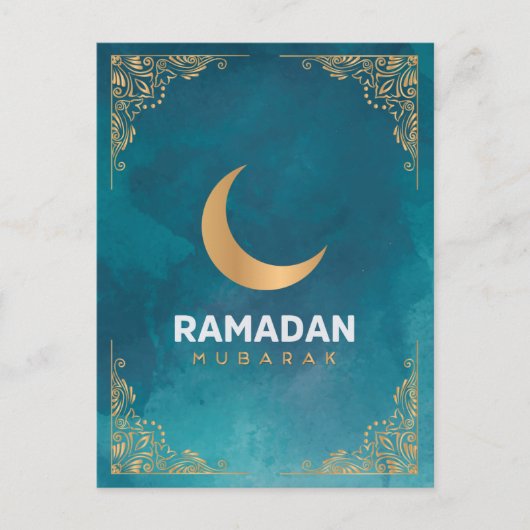 Happy Ramadan Mubarak | Ramadan Kareem Gold Muslim Feestdagenkaart (Voorkant)