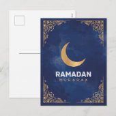 Happy Ramadan Mubarak | Ramadan Kareem Gold Muslim Feestdagenkaart (Voorkant / Achterkant)
