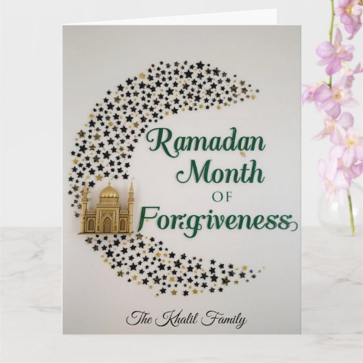 Happy Ramadan Mubarak Ramadan Kareem Hilal Muslim Kaart (Orchidee)