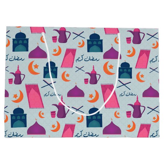 Happy Ramadan Pattern Groot Cadeauzakje (Achterkant)