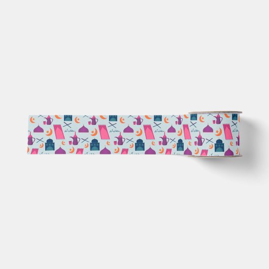 Happy Ramadan Pattern Grosgrain Lint (Voorkant)
