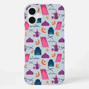Happy Ramadan Pattern iPhone 16 Plus Hoesje