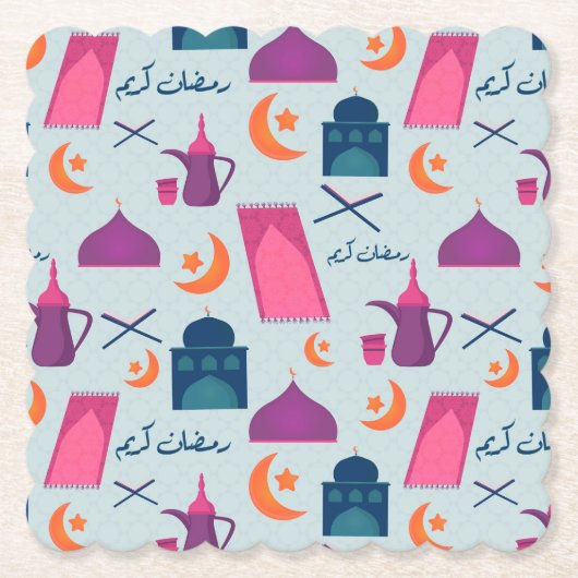 Happy Ramadan Pattern Kartonnen Onderzetters (Voorkant)