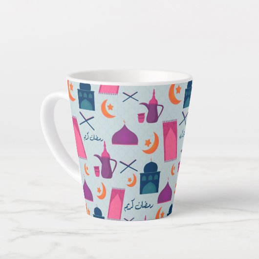 Happy Ramadan Pattern Latte Mok (Linkerhoek)