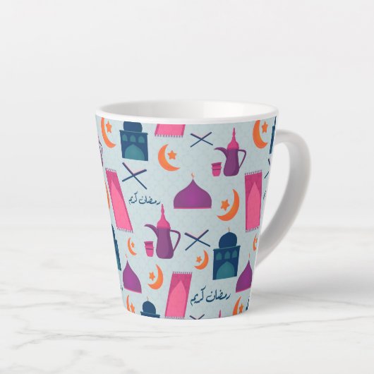 Happy Ramadan Pattern Latte Mok (Rechterhoek)