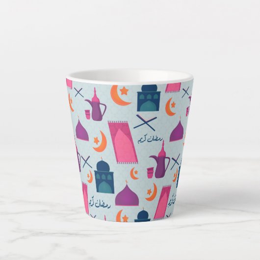 Happy Ramadan Pattern Latte Mok (Voorkant)