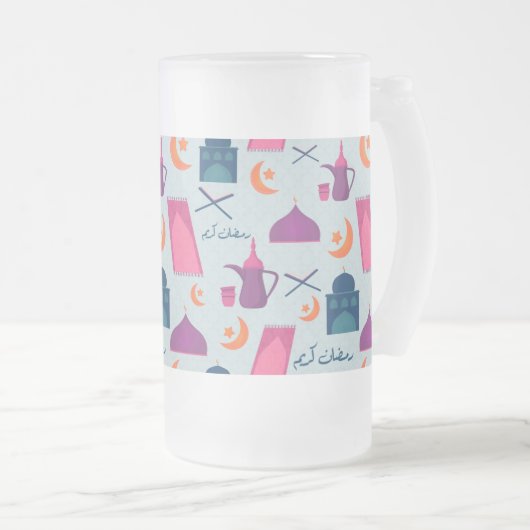 Happy Ramadan Pattern Matglas Bierpul (Voorkant rechts)