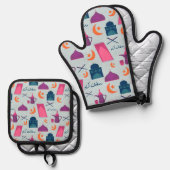 Happy Ramadan Pattern Ovenwant & Pannenlap Set (Voorkant / Achterkant)
