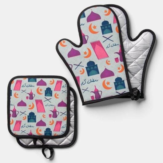 Happy Ramadan Pattern Ovenwant & Pannenlap Set (Voorkant / Achterkant)