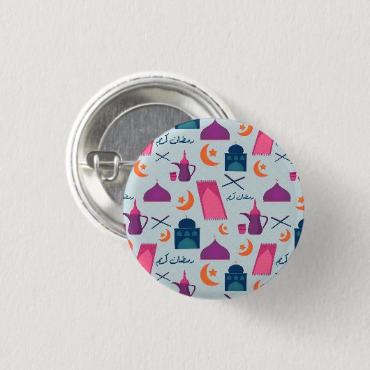 Happy Ramadan Pattern Ronde Button 3,2 Cm (Voorkant /achterkant)