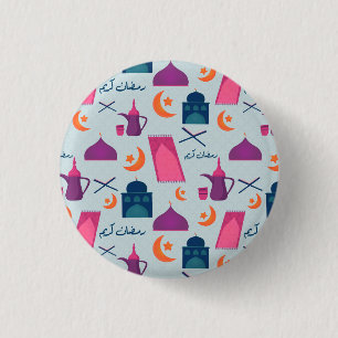 Happy Ramadan Pattern Ronde Button 3,2 Cm